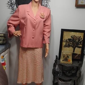 Pink Blazer and Skirt Set